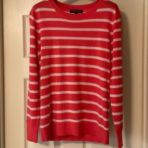 Ladies Banana Republic Coral and White Striped Sweater (Size Medium)